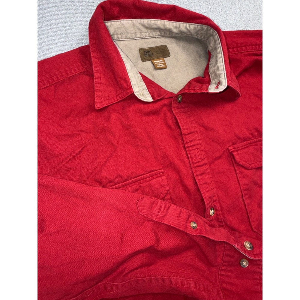 Y2K Faded Glory Men's Red Button Up Shirt Size M 38/40 Long Sleeve 100% Cotton